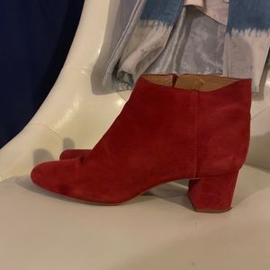 Madewell Red suede booties